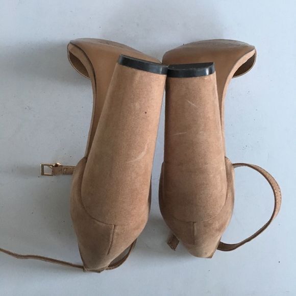 ASOS ankle strap heeled sandals suede‎ Womens Size 6.5 = US SIZE 8.5 Nude - Picture 6 of 8